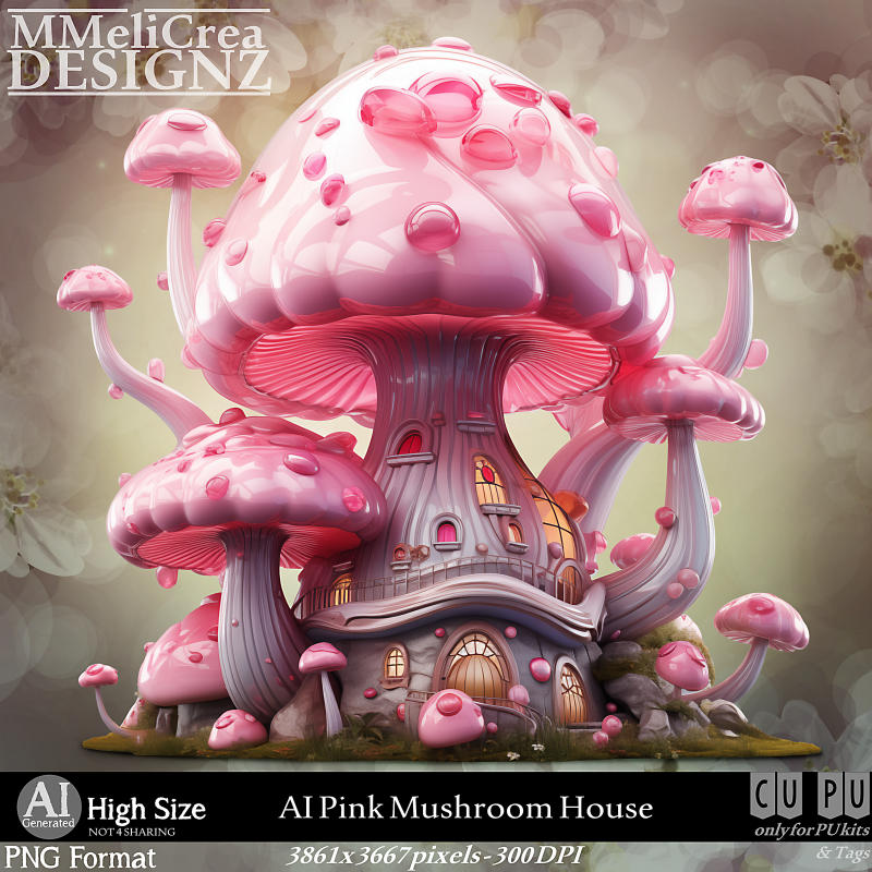 AI - CU Pink Mushroom House (CU4PU/PNG) (image for) AI - CU Pink Mushroom House (CU4PU/PNG)
